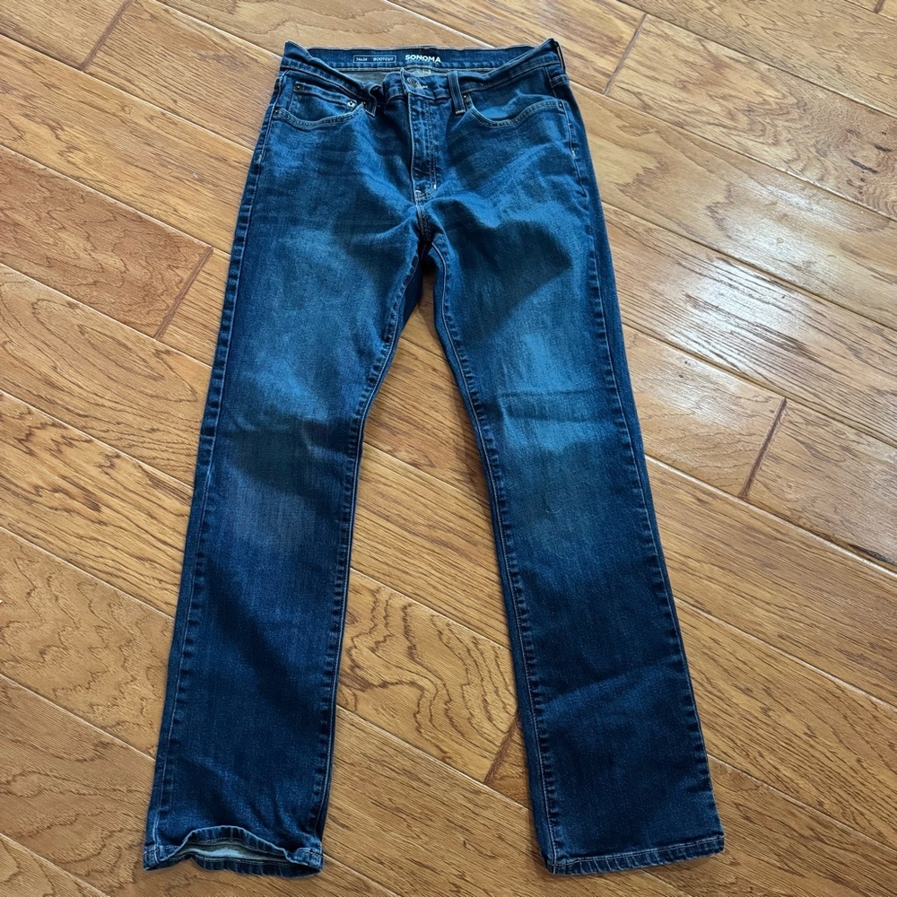 Sonoma Bootcut Jeans Men’s 34x34 Dark Medium Wash Denim Casual